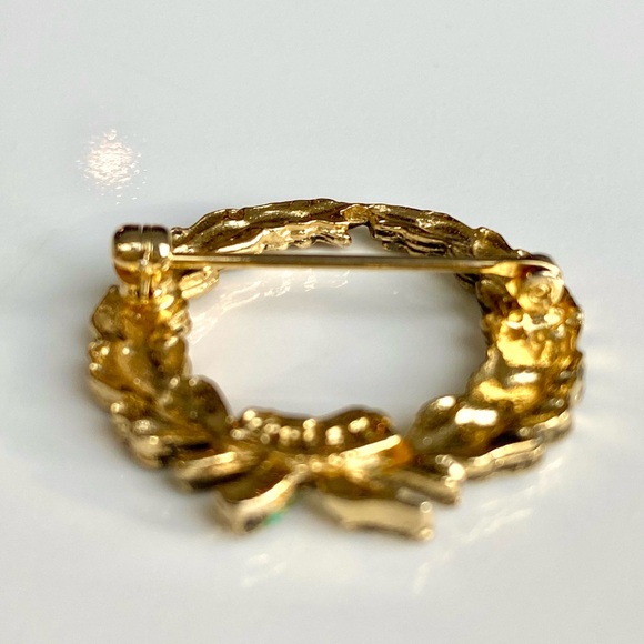 Vintage “Briar” Gold-Tone Laurel Wreath Brooch Signed - Picture 3 of 5